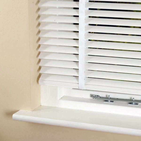 50mm Slat Real Hard Wood Venetian Blind 75cm Wide X 160cm White