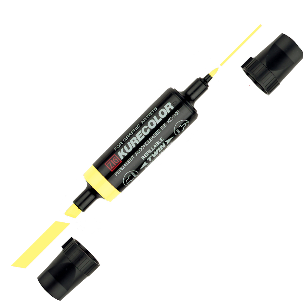 Zig Kurecolor Twin Gráfico marcador-barrium Amarillo paquete de 3
