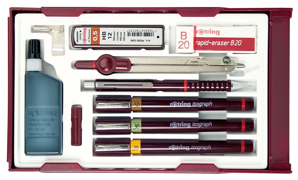Rotring Isograph 3 Pen Master Set 0.1/0.3/0.50mm eBay